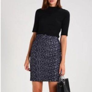 NWOT Banana Republic Navy/Black animal jacquard pencil skirt Size 10